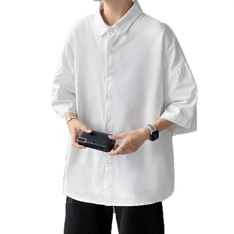 Men's Oversized Shirts White Mens Fashion Blouse 5xl Oversize Half Sleeves Dress Shirt for Men New Clothing Casual