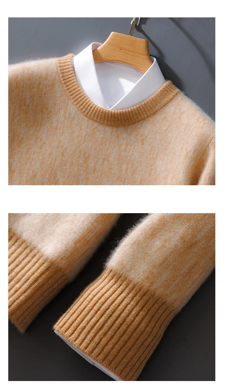 Autumn And Winter New Cashmere Sweater Men's Round Neck Loose Pullover Wool Knitted Bottoming Shirt Business Sweater