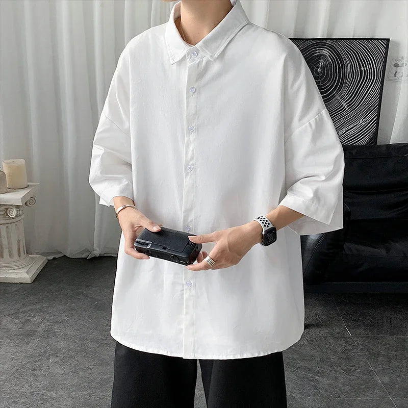 Men's Oversized Shirts White Mens Fashion Blouse 5xl Oversize Half Sleeves Dress Shirt for Men New Clothing Casual