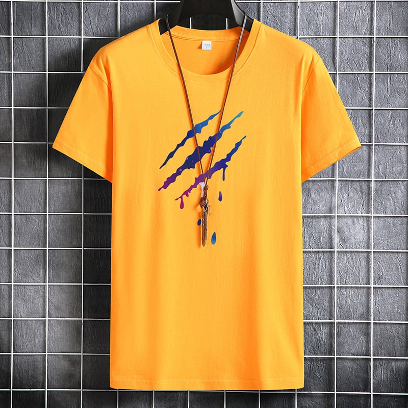 Men's summer cotton T-shirt, short sleeve, O-neck, solid color design, casual wear.