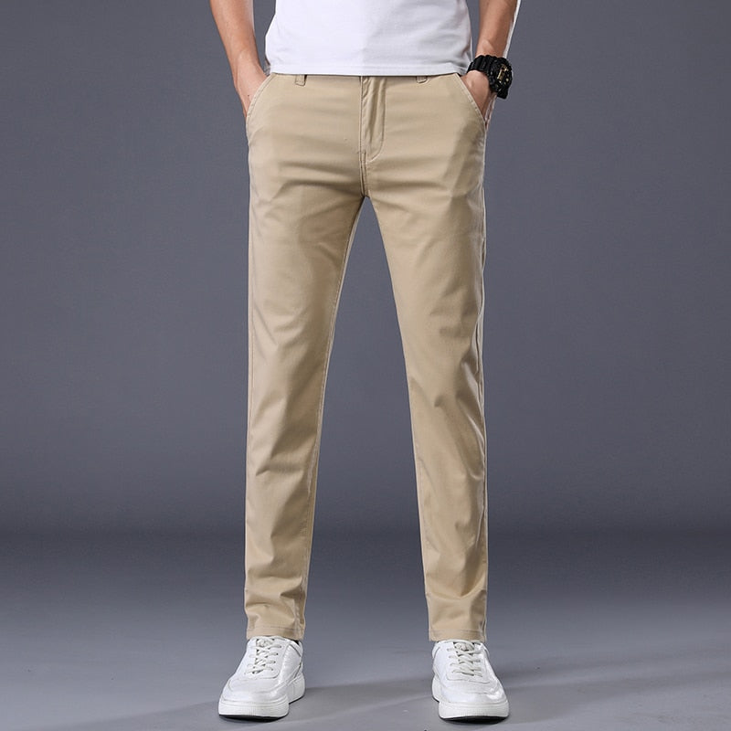 7 Colors Men's Classic Solid Color Summer Thin Casual Pants Business Fashion Stretch Cotton Slim Brand Trousers Male