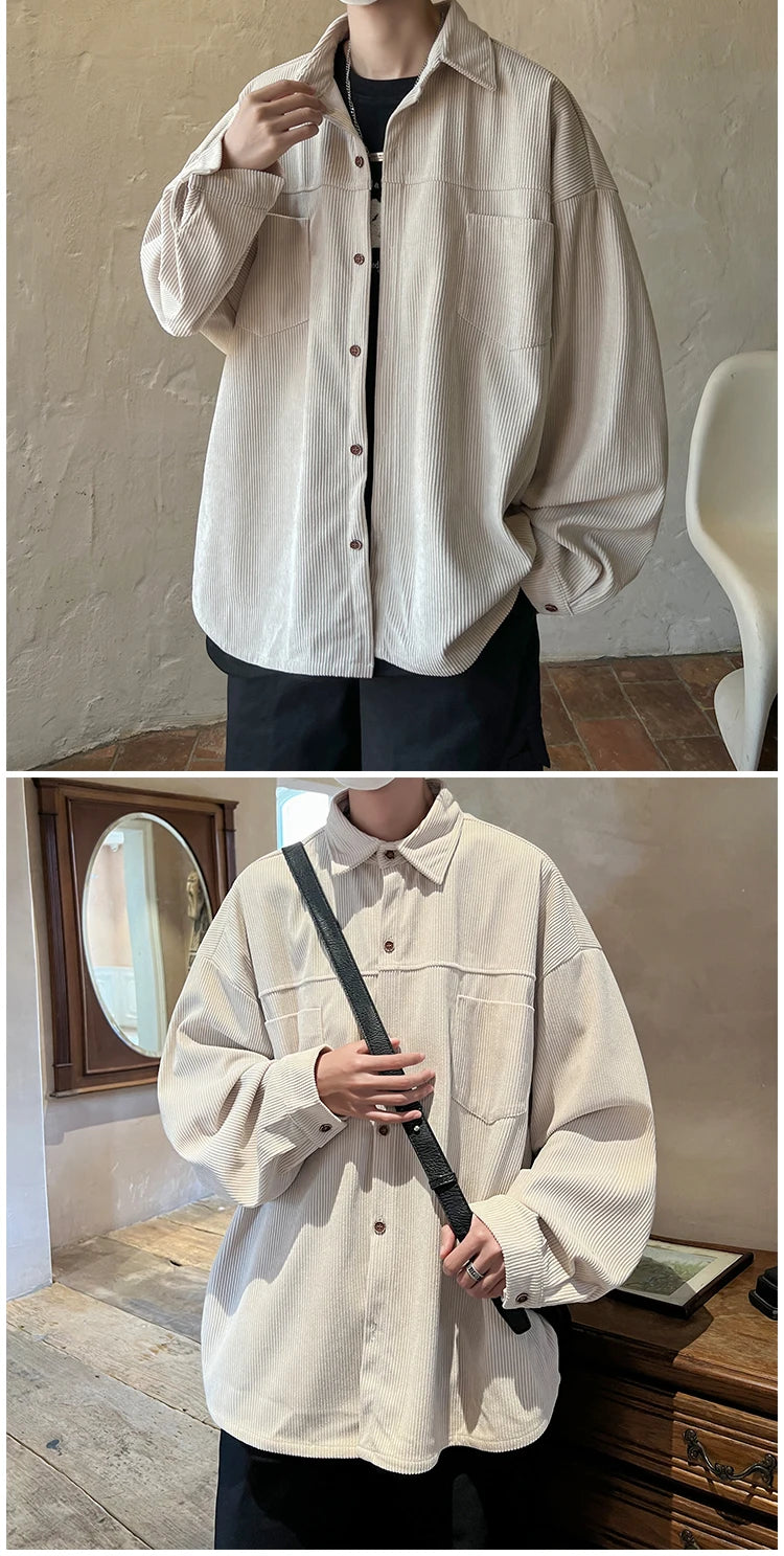 Fashion Lapel Button All-match Solid Shirts Coats Men's Clothing 2024 Spring New Loose Casual Long Sleeve Tops Korean Shirt