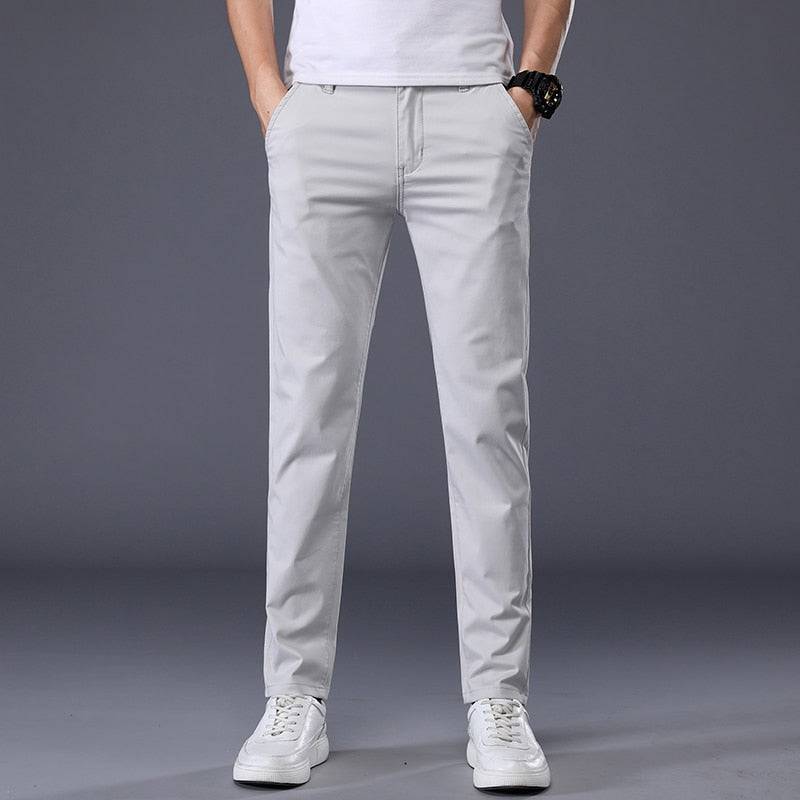 7 Colors Men's Classic Solid Color Summer Thin Casual Pants Business Fashion Stretch Cotton Slim Brand Trousers Male