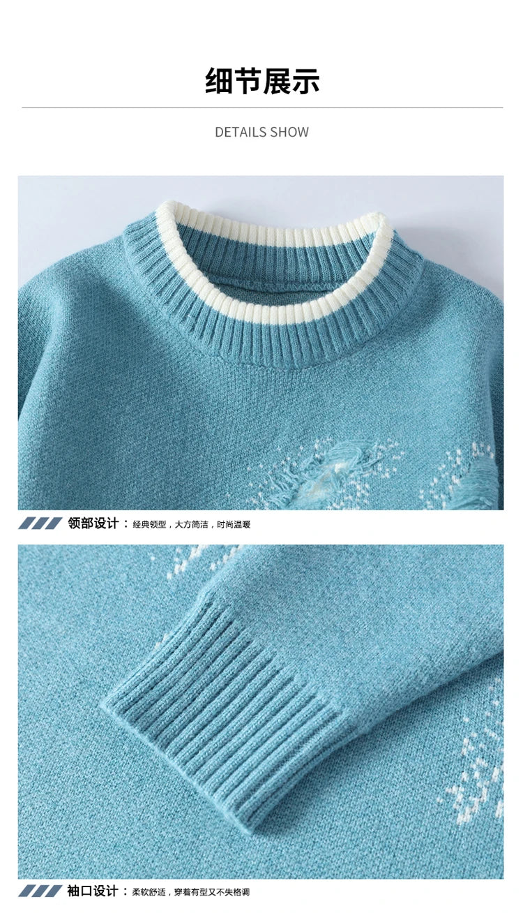 2024 Thick Warm wool pullovers Autumn/Winter Men's Fashion Casual Sweaters comfortable Knittwear Men loose sweater youth M-4XL