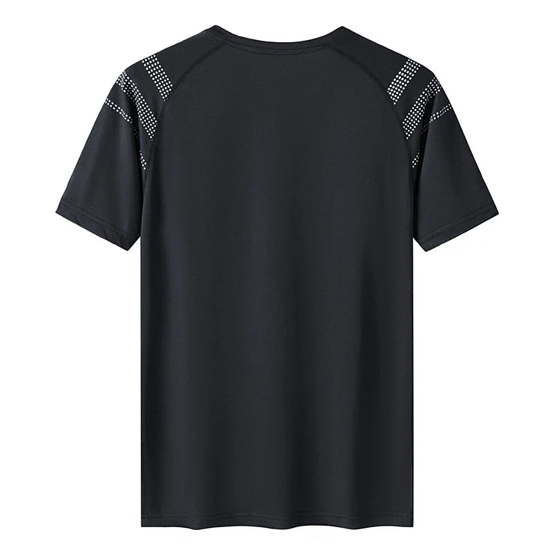 Quick Dry Sport T-Shirt for Men, Black, Oversize 6XL-9XL, Short Sleeves, Summer Gym Wear.