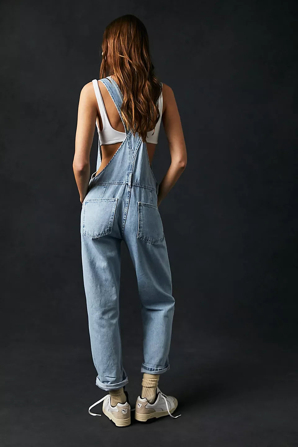 Women Vintage Retro Denim Long Jumpsuit Casual Spaghetti Strap Straight Romper Suspender Pants Summer Baggy Bib Loose Overalls