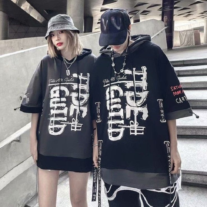 Fashion Graffiti Men's Hoodies with Letter Print, Casual Streetwear Style