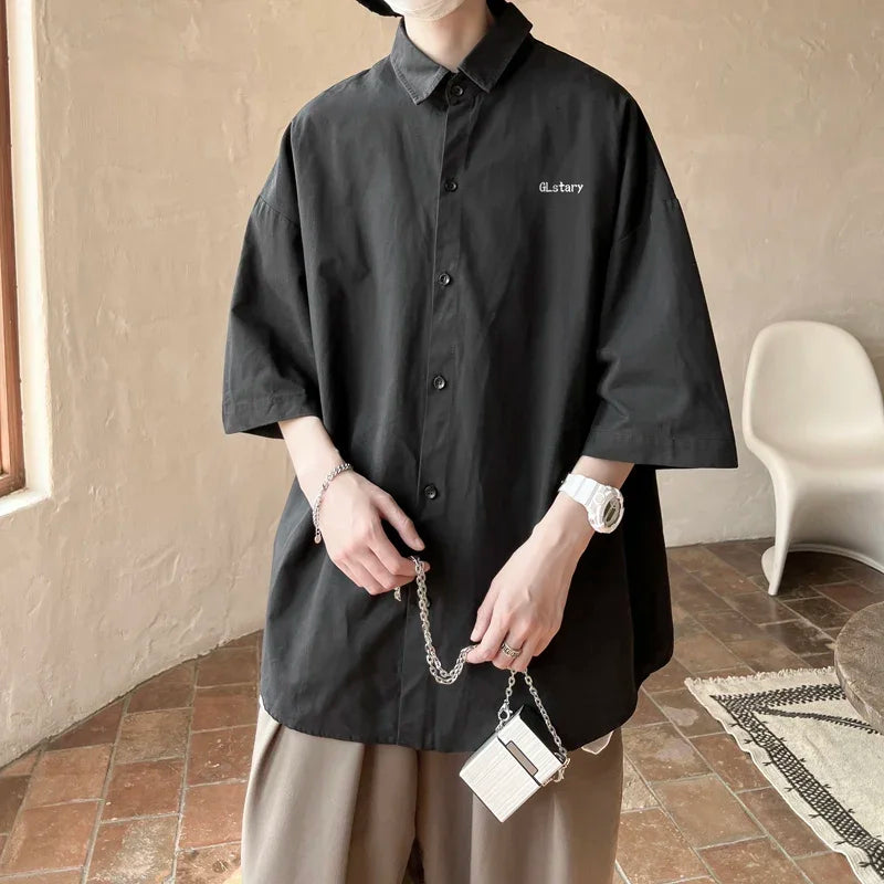 Men's Oversized Shirts Mens Blouse White Fashion 5XL Oversize Shirt Letter Half Sleeves Casual Wear Summer for Men New Clothing