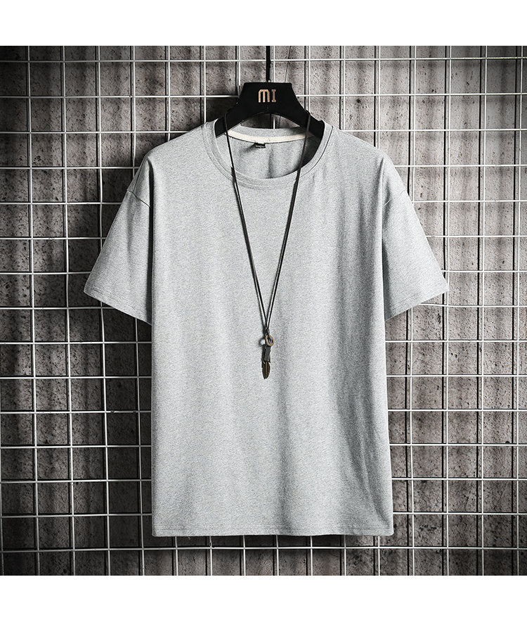 Men's short sleeve O-neck t-shirt, black and white 2023 summer fashion, casual solid color.