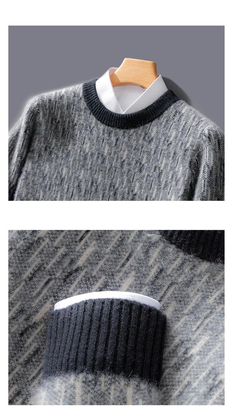 Autumn And Winter New Cashmere Sweater Men's Round Neck Loose Pullover Wool Knitted Bottoming Shirt Business Sweater