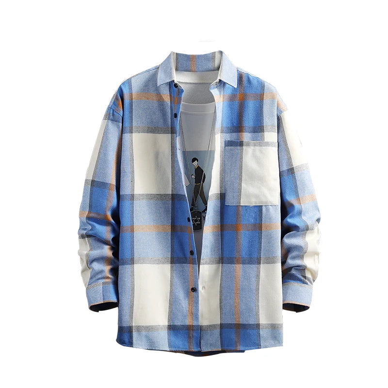 2023 Spring and Autumn New Fashion Casual Plaid Long Sleeve Shirt Men Slim Comfortable Breathable Large Size High-Quality Shirt