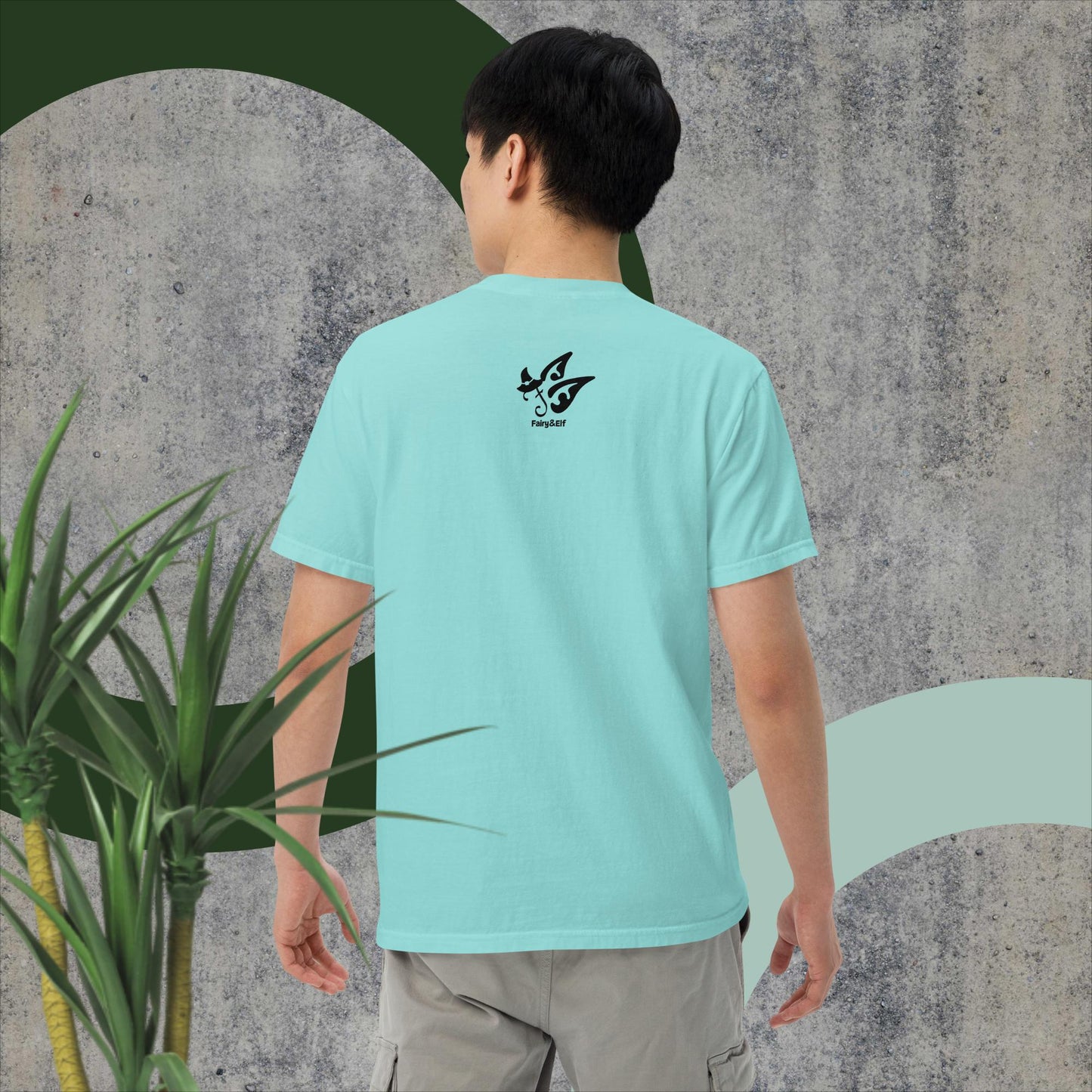 Unisex T1604 garment-dyed heavyweight t-shirt in aqua, featuring a relaxed fit and durable 100% ring-spun cotton.