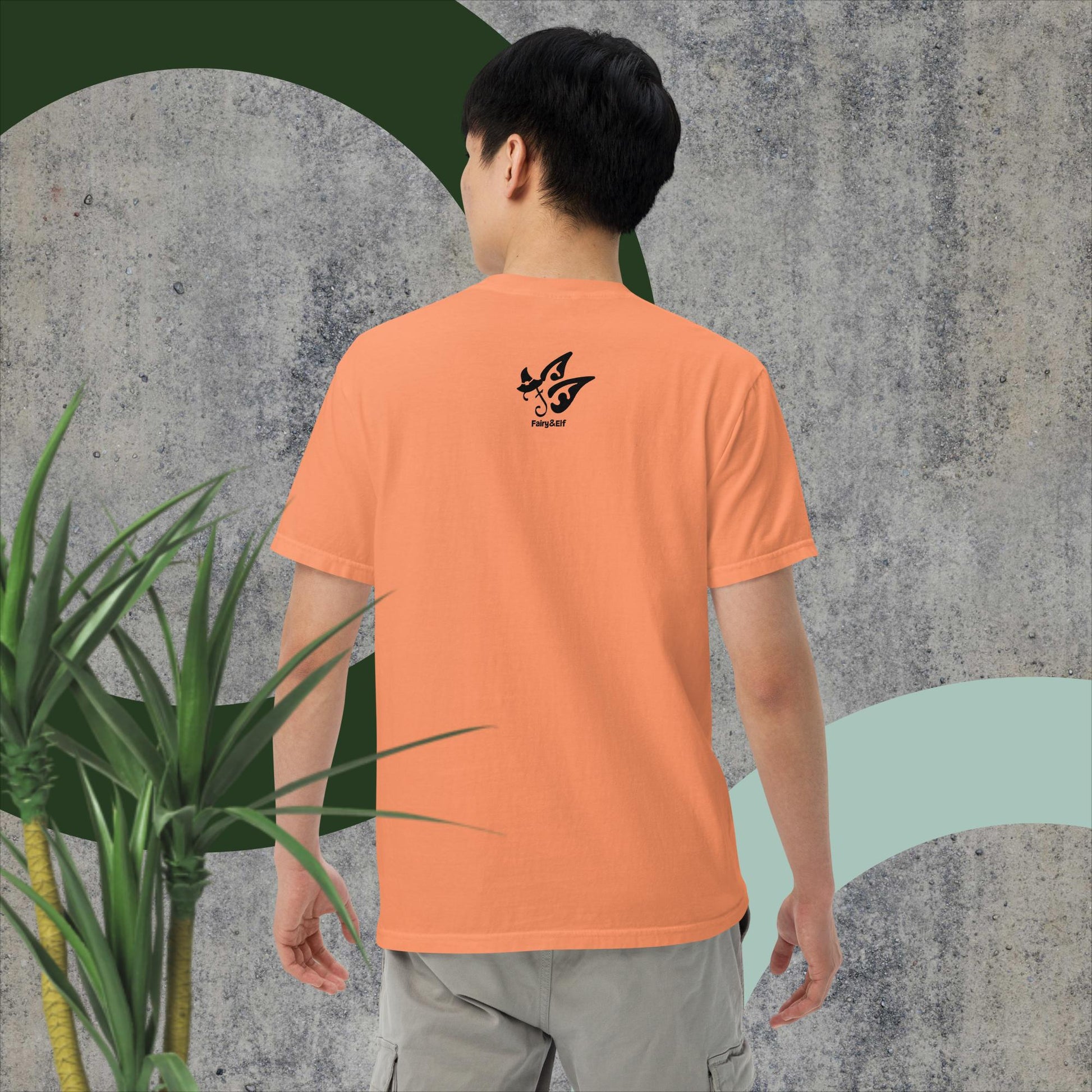 Unisex garment-dyed heavyweight t-shirt in peach color, made of 100% ring-spun cotton, relaxed fit.