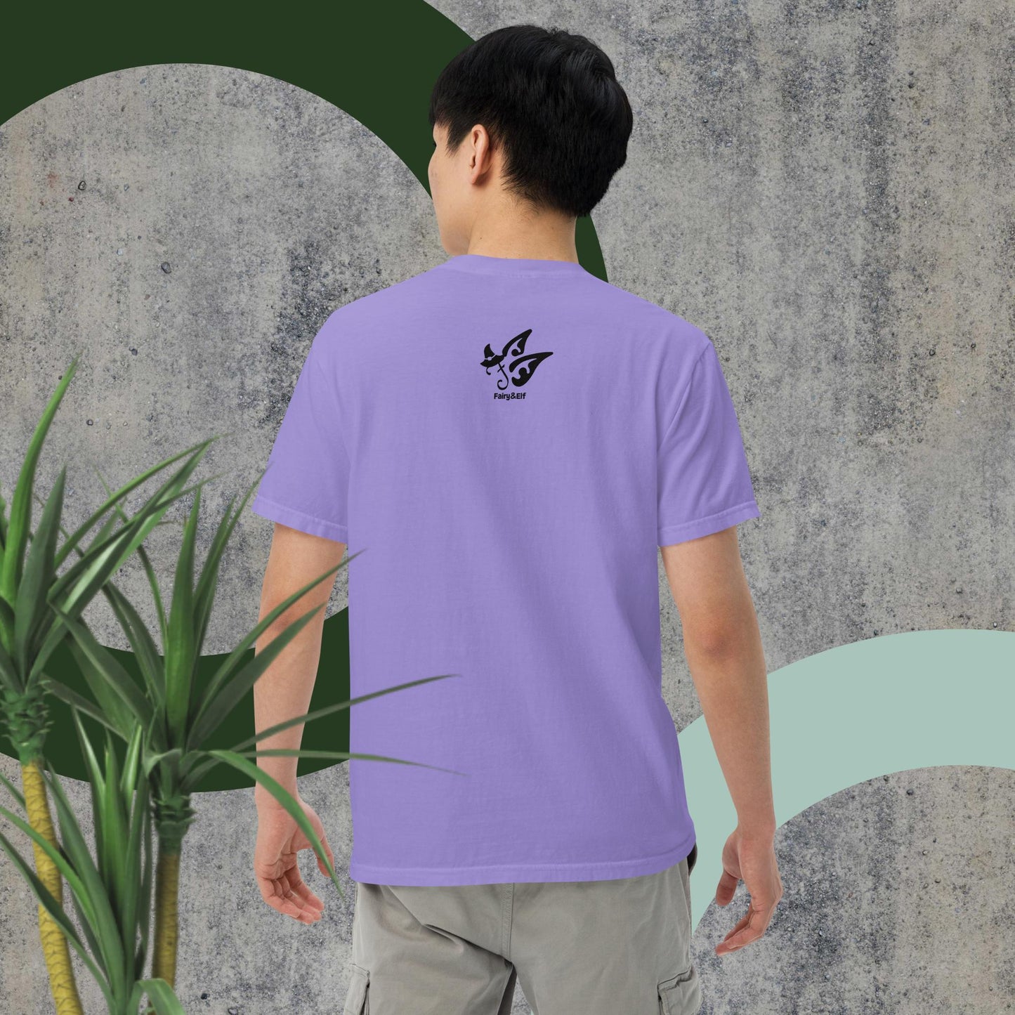 Switch Man garment-dyed heavyweight t-shirt in lavender, unisex, breathable, soft cotton fabric.